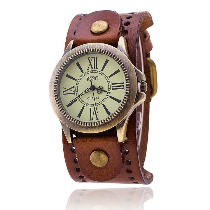 Popular Leather Men's Watches Vintage Roman Watches Ladies Quartz Watches