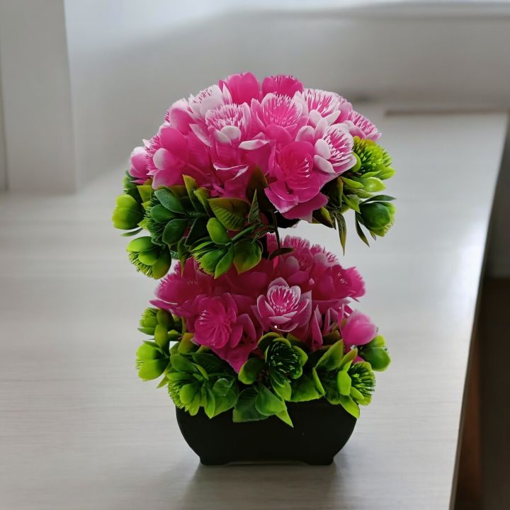 Office Table Decoration: 2 Heads Artificial Bonsai Tree with Multiple ...