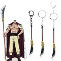Anime One Piece Keychain Whitebeard Edward Newgate Broadsword Keychain For Women Men Bag Key Holder Accessories Keyrings Gift.