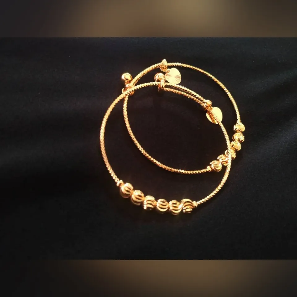 2Pcs Bracelet Churi Gold Plated Bangles For Women Baby Daraz .bd