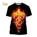 Summer new fire Phoenix 3D T shirts fashion animal lucky bird phoenix print short-sleepen top men and women personality T-shirt.