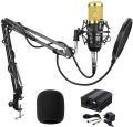 BM800 Condenser Microphone Full Studio Package with Phantom Power Supply 48V & XLR Cable & Adapter. 