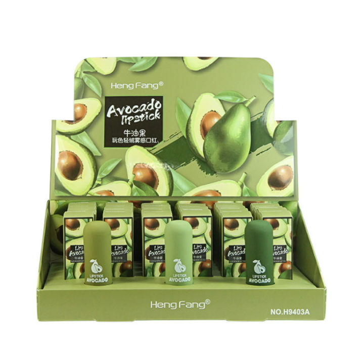 Hengfang Avocado Play Color Light Velvet Mist Lipstick 24 Display Box Apple Red Foreign Trade Matte Mousse H9403A