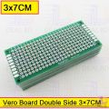 Veroboard Double Side Dot 3x7cm Glass Fiber Stripboard PCB Printed Circuit Board Project Board For Prototyping Weld Soldering Arduino DIY. 