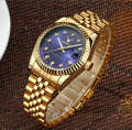 DEERFUN Classic Steel Strap Waterproof Business Non Mechanical Luxury Gold Diamond Shell Surface Watch.