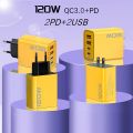 4 in 1 Fast Charging Mobile Adapter Charger 4 Ports (2 USB + 2 PD) Plug Quick Charge 3.0 Wall Charger Adapter For iPhone 15 Samsung Xiaomi Android PD USB EU  and Cable. 