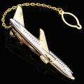 Golden Airplane Chain Tie Clip For Men. 