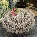 Round Cotton Hand Crochet Hollow Out Tablecloth Wedding Dining Table Cloth Cover.