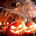 38*12*5cm Halloween decoration Good Quality PP Posable skeleton Full body pumpkin head skeleton for Home Garden.