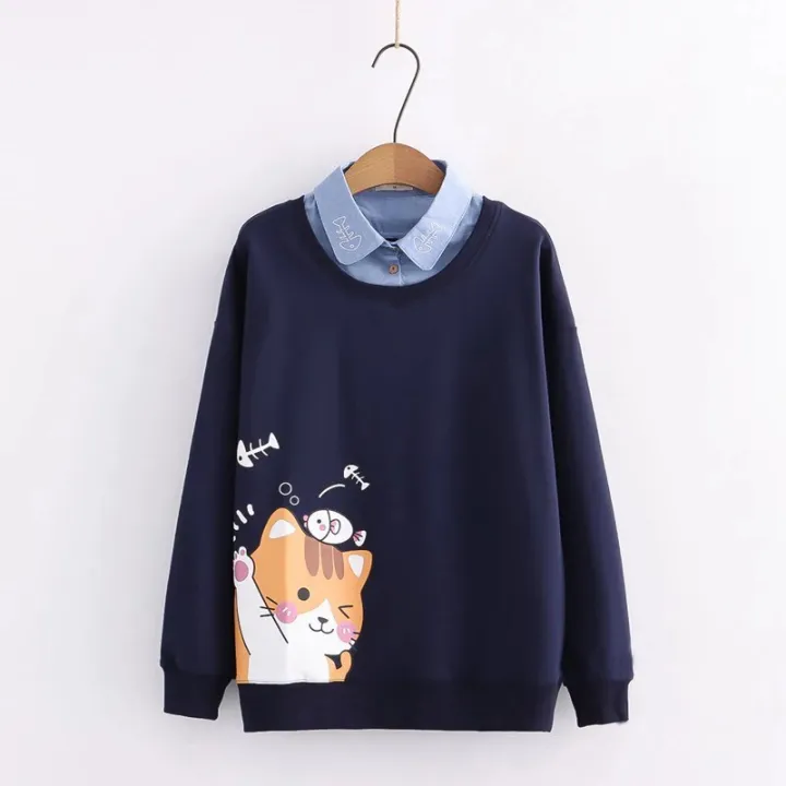 Cat%20Print%20Sweatshirt%20Cartoon%20Graphic%20%20Long%20Sleeve%20Pullover%20Top%20Women%20%5BOnly%20Sweatshirts%5D%20-%20Image%205