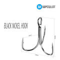50pcs/ Set Treble Fishing Hooks Black Nicle Barbed Fishhooks Super Sharp Carp Triple Hooks Sea Tackle Accessories hot sell.