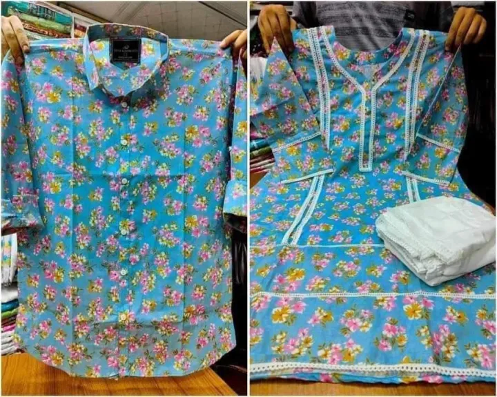 Ready%20Made%20Mix-Cotton%20Viral%20Couple%20Set/Matching%20Dress/Traditionally%20Dress/%20Fashionable%20Long%20Salwar%20Kameez/%20Full%20Sleves%20Shirt%20For%20Stylish%20Woman%20/%20Man%20(2pis)%20-%20Image%204