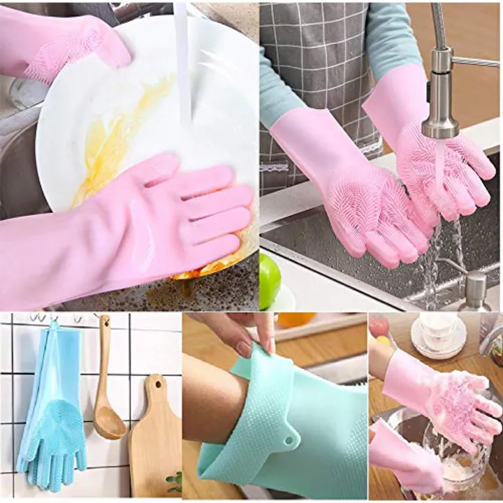 Silicone%20Dish%20washing%20Kitchen%20Hand%20Safety%20Gloves%20-%20Multicolor%202%20Piece%20Set%20-%20Hand%20Gloves%20-%20Image%204