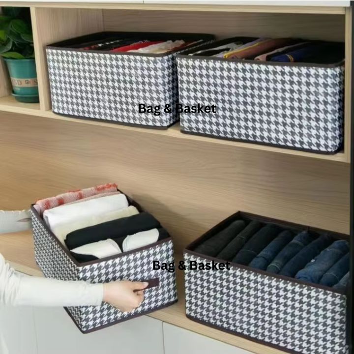 3 pcs pack Printed Cloth Organizer Box – Keep Your Wardrobe Neat & Tidy