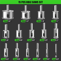 17 PCS Diamond Hole Saw Kit Drill Bits Sets Hollow Drill Set with Double Suction Cups Guide Jig Fixture From 4mm-83mm.