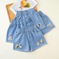 Outerwear Pants for Baby Girls Summer Slim Medium Sized Children's Shorts Denim Shorts for Girls Summer 2024 New. 