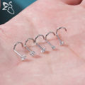 ZS 1 Piece 1.5/2/2.5/3MM Round CZ Crystal Nose Stud 20G 18G Stainless Steel Nose Piercings Pin L Shape Nostril Piercing Jewelry.