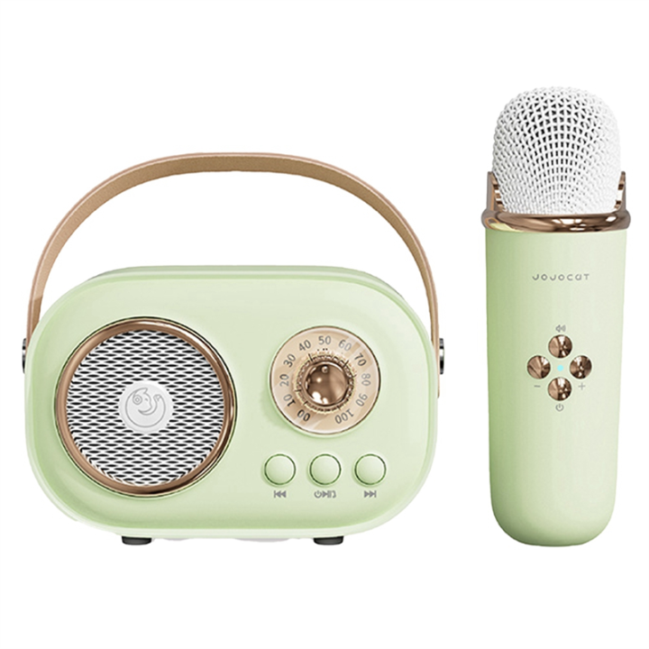 JOJOCAT Wireless Bluetooth Audio Portable Amplifier Home KTV Microphone Children'S Karaoke Small Microphone Speaker Green Durable Easy Install