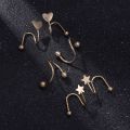 Heart-Shaped Girls Elegant Women Five-pointed Star Ear Cartilage Helix Piercing Stud Earring Jewelry Accessories Korean INS Style Stainless Steel Spiral Twisted Stud Earrings.