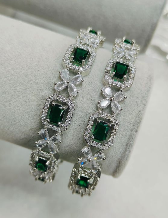 Luxurious%20Rhodium%20Plated%20High%20Grade%20Authentic%20American%20Diamond%20Cut%20Bangles%20For%20Women%20-%20Bangles%20For%20Her%20-%20Image%203