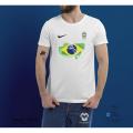 TShirt Sleeve Comfortable Jersey Fabrics Tshirt With Brazilian Flag & Football Logo.