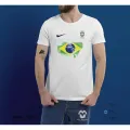 Round Neck Comfortable Jersey Fabrics With Brazil Flag & Brazilian Football Logo.