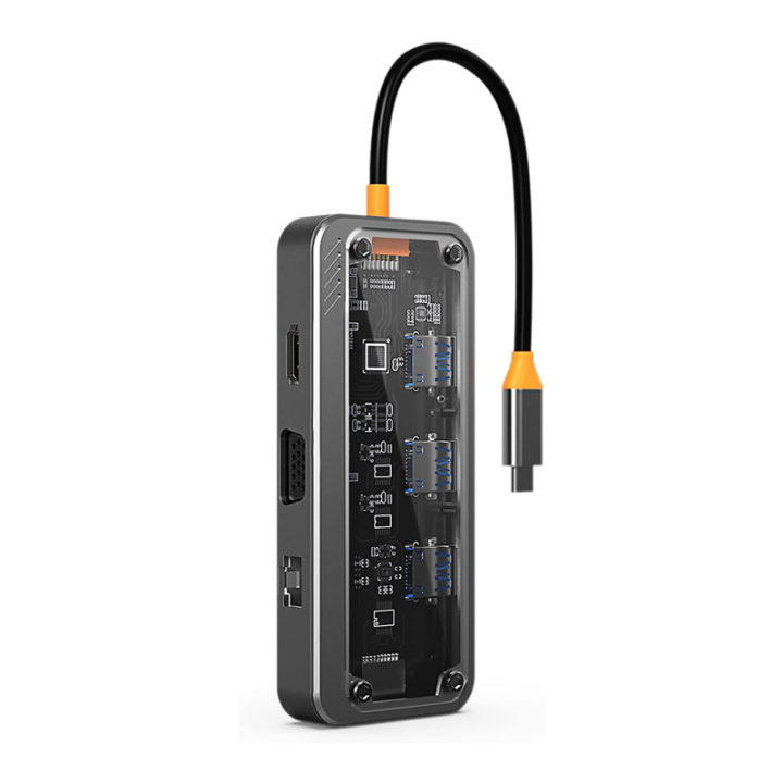 10 in 1 USB C Laptop Docking Station 100W Multiport Transparent USB C Hub Dock for , Air/Pro Easy to Use