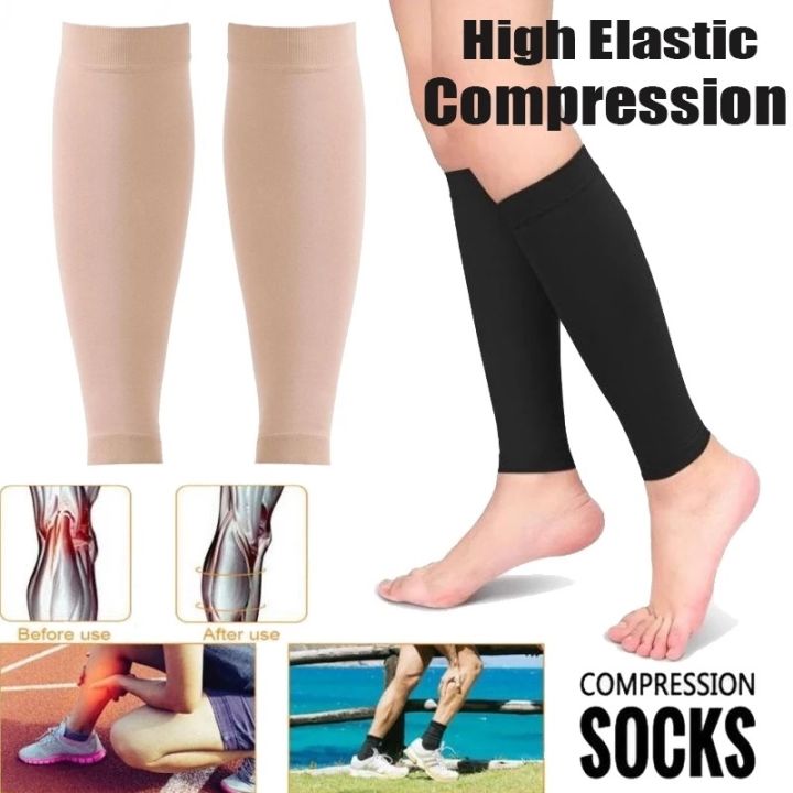 Pair Elastic Open Toe Knee High Socks Calf Compression Stockings
