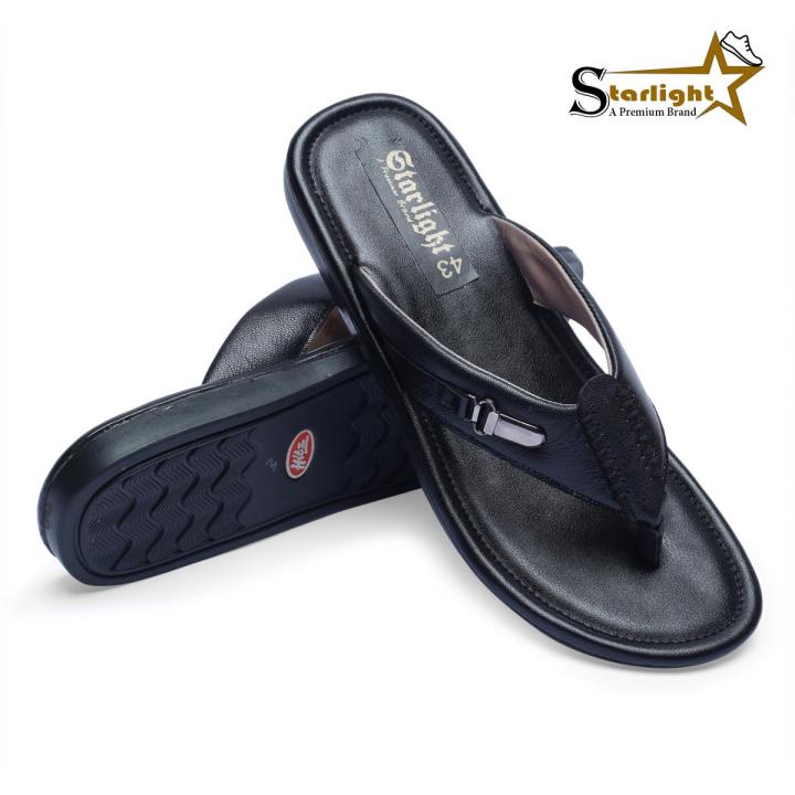 Black Leather Sandal For Men Starlight Shoes
