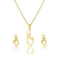 Korean Love Shaped Necklace Earrings Set For Women/Gift For Grils. 