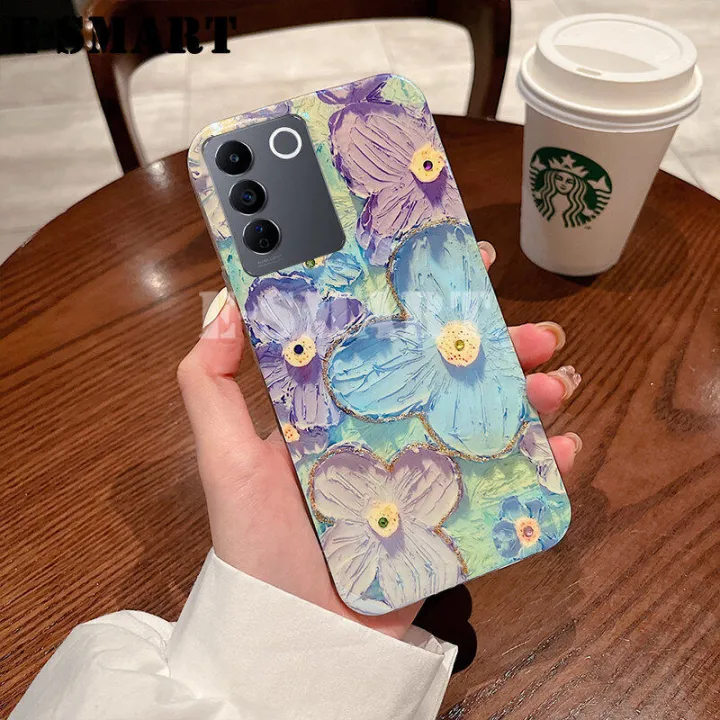 Phone%20Case%20For%20VIVO%20V27%20V27E%20Back%20Cover%20Soft%20Blue-Ray%20Oil%20Painting%20Flowers%20Silicone%20Cases%20for%20VIVO%20V27E%20V27%20Back%20Cover%20-%20Image%203