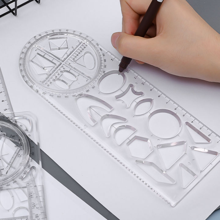 1/3Pcs%20Multifunctional%20Geometric%20Ruler%20Drawing%20Template%20Measuring%20Tool%20For%20Active%20Drawing%20Ruler%20School%20Office%20Supply%20Ruler%20-%20Image%203