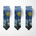 3D Printed 8cm Wide Men's Tie Van Gogh Oil Painting Starry Moon Night Fun Tie Casual Party Wedding Suit Dress Neck Tie For Men.