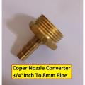 3/4" Inch Copper Nozzle Converter 3/4″ Inch To 8mm Pipe Outer Patch System Copper Body Heavy Duty Use For AC DC Water Pumps DIY. 