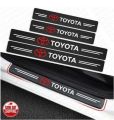 4Pcs 3D Texture Carbon Fiber Door Anti-Scratch Car Door Protective Vinyl Car Stickers For TOYOTA.