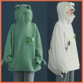 Frog Sweatshirt Men Women Over size Autistic Hoodies Harajuku Top Stitching Three-Dimensional Cute Frogs Pullover Pocket Anti Foam Hoodies Fried Street Couple Wear. 