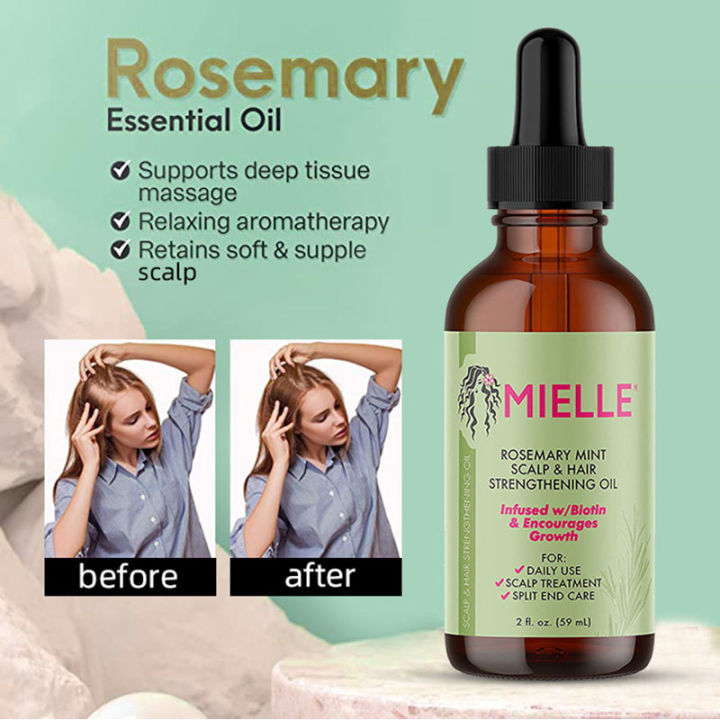 59ml Mielle Hair Growth Essential Oil Rosemary Mint Scalp Hair Strengthening Oil Nourishing Repair Split Ends Dry Hair Care Oil Vnce