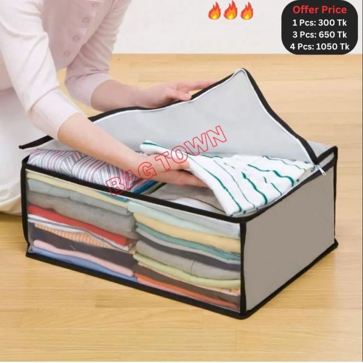 Extra Capacity Cloth Storage Bag, Transparent Underbred Large Cloth Storage Bag