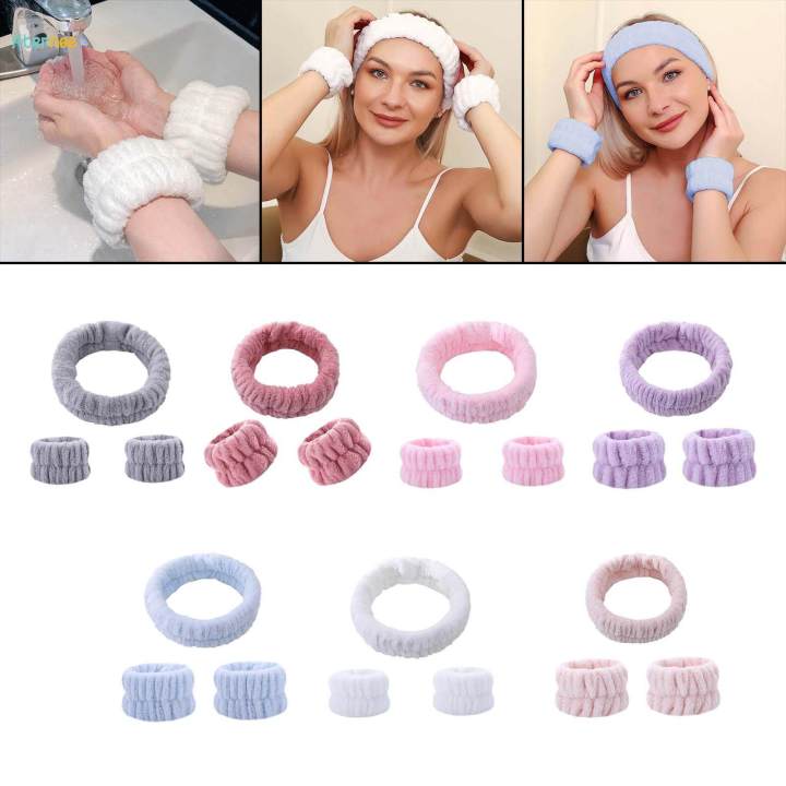 Face%20Wash%20Headband%20Wristband%20Set%20SPA%20Headband%20Makeup%20Headband%20Facial%20Wrist%20Cuffs%20for%20Shower%20,%20Gray%20-%20Image%205