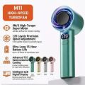 M11 handheld rechargeable mini turbo fan 120 top speed mini hand fan with USB type-C cable.
