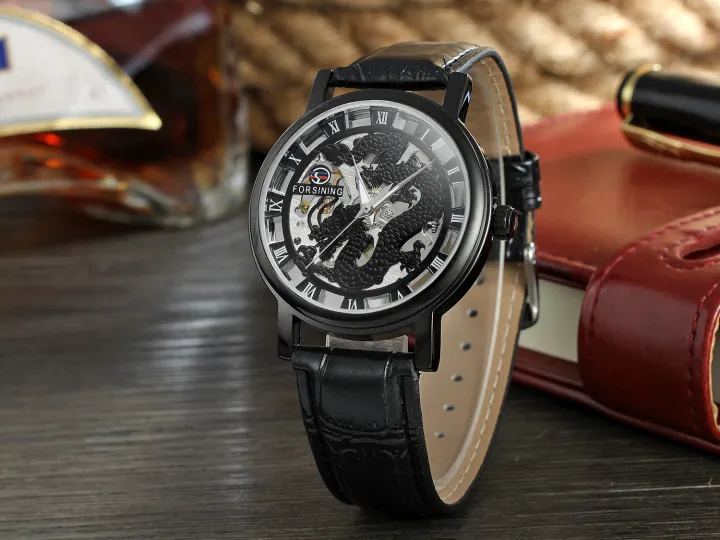 FORSINING%20Fousini%20Mechanical%20Watch%20Round%20Hollow%20Dragon%20Pattern%20Roman%20Numerals%20Mechanical%20Watch%20Belt%20Watch%20-%20Image%203