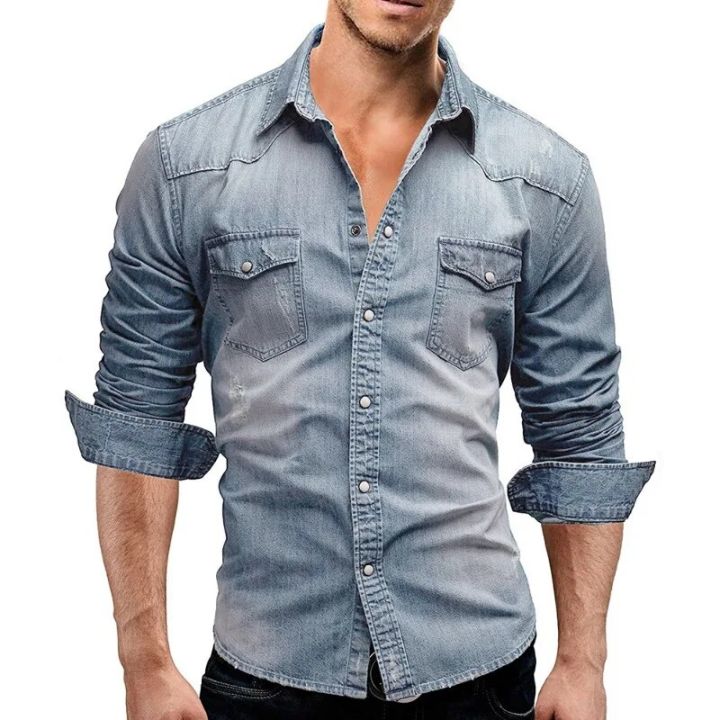 Men's%20Slim%20Fit%20Casual%20Long%20Sleeve%20Shirt%20Fashion%20Motorcycle%20Long%20Sleeve%20Coat%20European%20and%20American%20Vintage%20Denim%20Shirt%20-%20Image%203