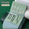 Nail Clippers 16pcs Manicure & Pedicure Tool Set, Stainless Steel Nail Cutter Kit for men and women, with Leather Bag, Travel Grooming Kit for Facial, Cuticle and Nail Care. 