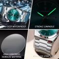 POEDAGAR 930 Business Luminous Stainless Steel Quartz Men’s Watch- Silver Blue & Rose Gold.