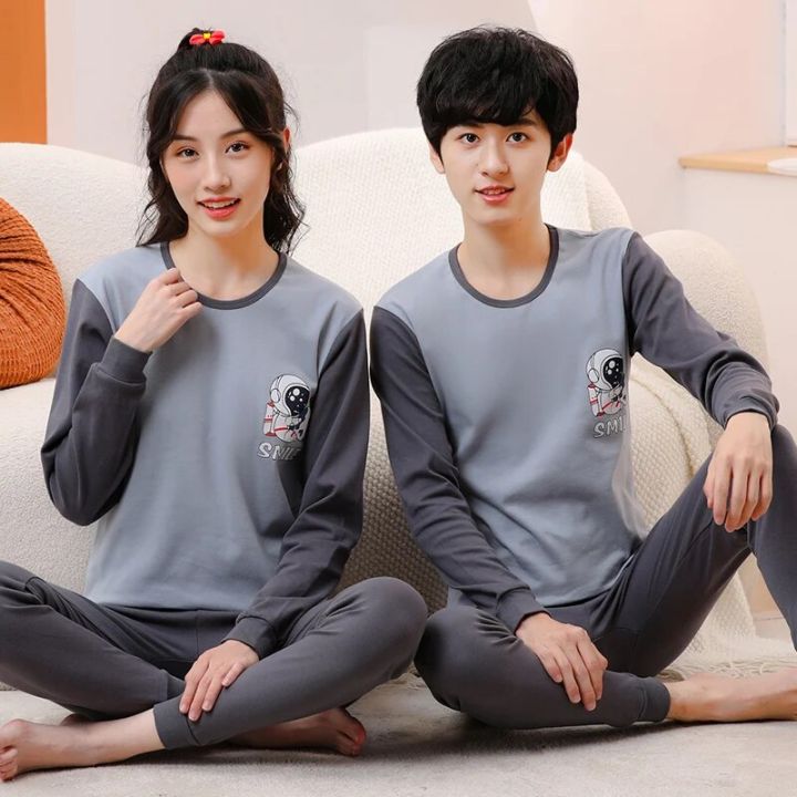 Teen Boys Girls Pajamas New Autumn Long Sleeves Children's Clothing Sleepwear Cotton Pyjamas Sets For Kids 10 13 15 17 19 Years