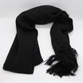 Black Wool Blend Muffler With Watermark Design. 