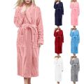 Thicken Warm Flannel Robe Winter Long Sleeve Plush Bathrobe Hooded Women Fleece Nightgown Lounge Sleepwear Bathing Homewear. 