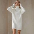 White Knitted Dress Turtleneck Long Sleeve Oversized Sweater Dress Female Fashion Short Autumn Winter Dresses For Women 2023.