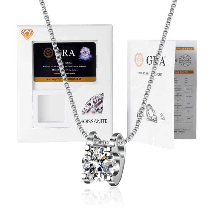 Wholesale%20High%20Quality%20Brilliant%20Cut%20Real%20925%20Sterling%20Silver%201%20ct%20VVS%20Diamond%20Moissanite%20Necklace%20For%20Women%20Engagement%20Jewelry%20-%20Image%204