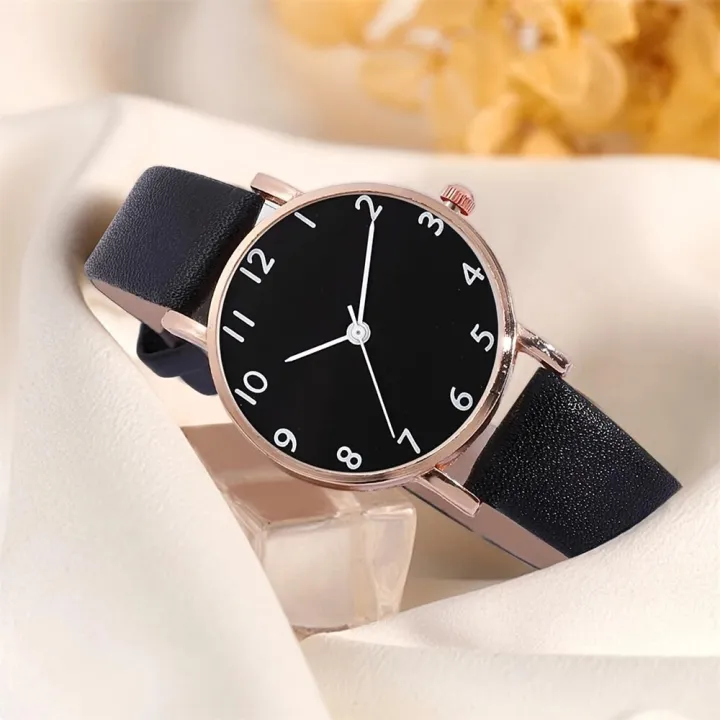 2pcs%20Set%20New%20Watch%20Women%20Fashion%20Casual%20Leather%20Belt%20Watches%20Simple%20Ladies%20Round%20Dial%20Quartz%20Wristwatches%20Dress%20Clock%20-%20Image%202